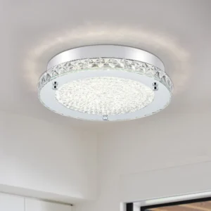 Crystal Flush Mount Ceiling Light - Chrome Hallway & Kitchen Fixture
