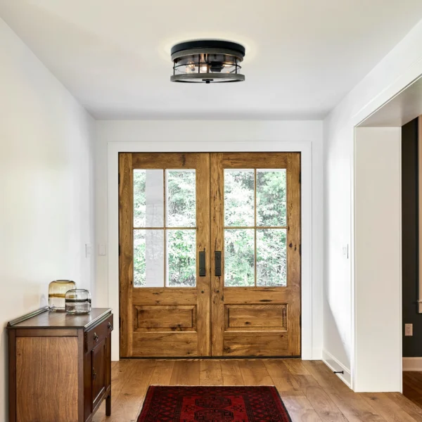 Farmhouse 3-Light Flush Mount Ceiling Light with Clear Glass - Image 9