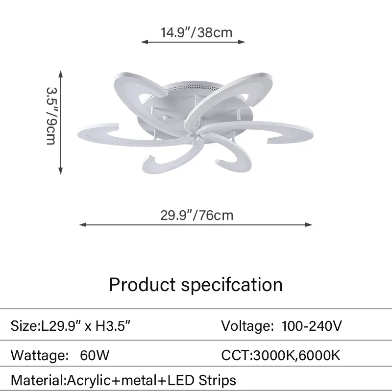 Modern LED Acrylic Ceiling Light – Dimmable Chandelier Fixture - Image 10
