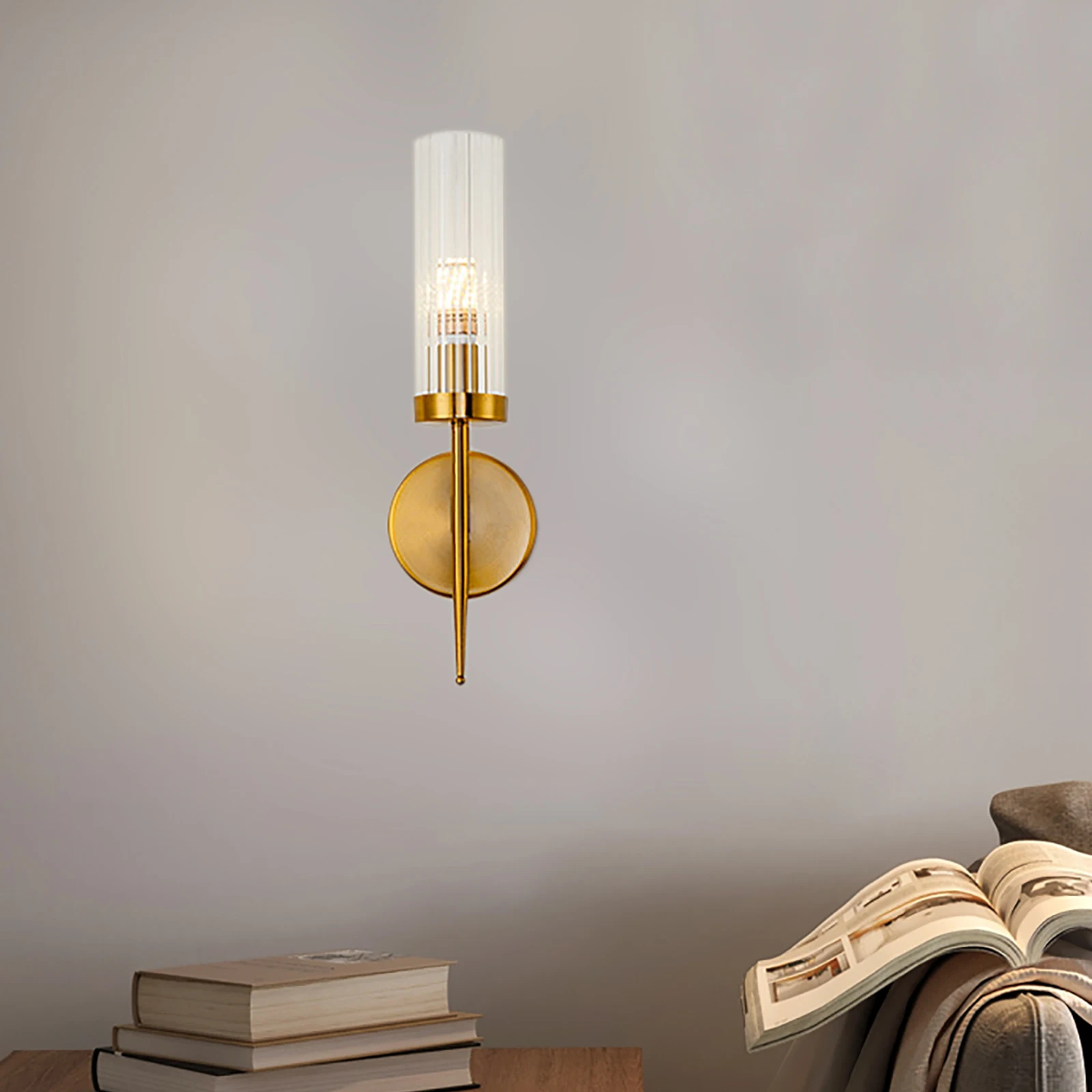 Modern Gold Wall Sconce Light – Single Head Hardwired Fixture, E26 Bulb - Image 5