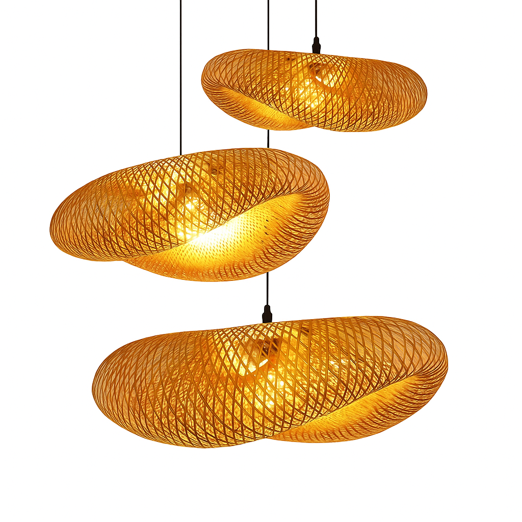 Bamboo Rattan Woven Pendant Light – Handcrafted LED Hanging Ceiling Lamp