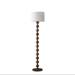 Vintage LED Floor Lamp – Wood Fabric Light for Home Decor