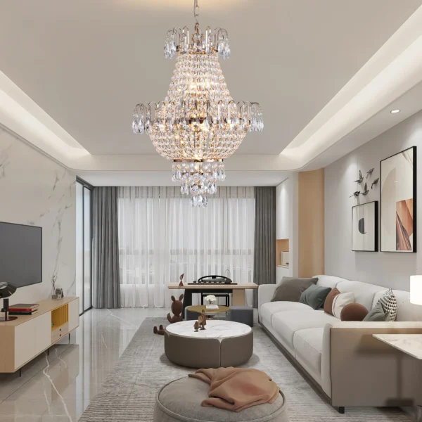 ARLGSITE Gold Crystal Chandelier Light for Living & Dining Room - Image 8
