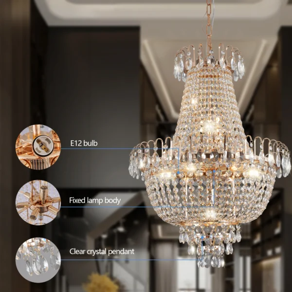 ARLGSITE Gold Crystal Chandelier Light for Living & Dining Room - Image 2