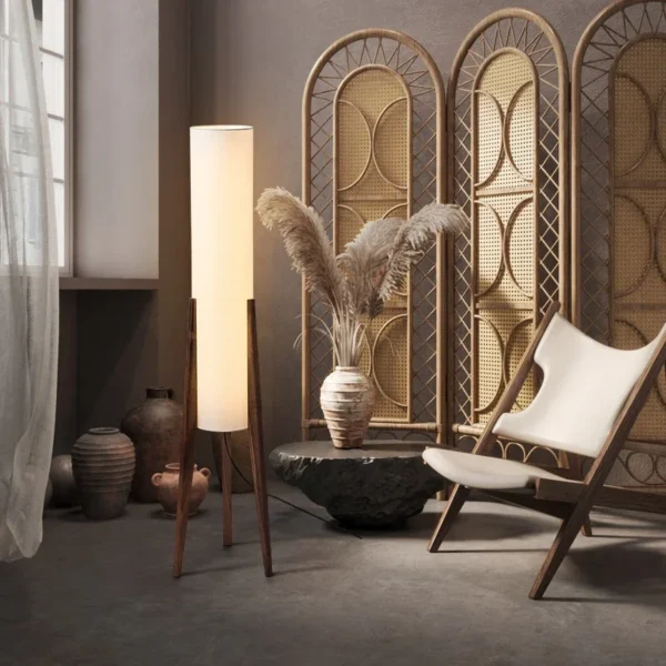 Japanese Wabi-Sabi Solid Wood Floor Lamp | Retro Standing Lamp E27 - Image 2