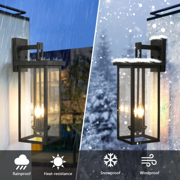 22" Outdoor Wall Lantern – Matte Black with Dusk-to-Dawn Sensor - Image 5