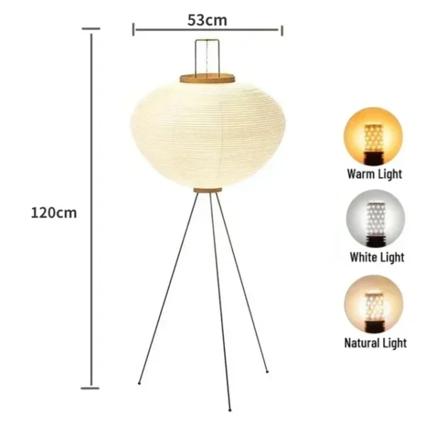 Japanese Rice Paper Floor Lamp – Vintage E27 Standing Light - Image 7