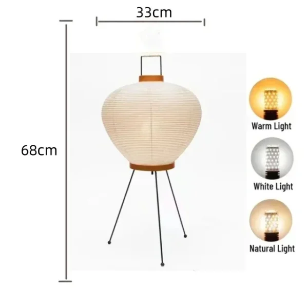 Japanese Rice Paper Floor Lamp – Vintage E27 Standing Light - Image 6