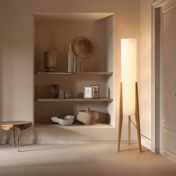 Japanese Wabi-Sabi Solid Wood Floor Lamp | Retro Standing Lamp E27 - Image 4
