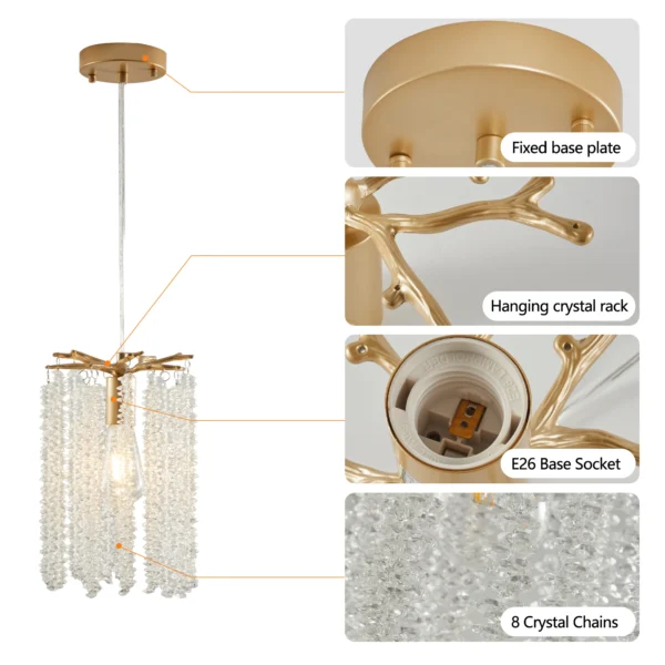 Luxury 3-Pack Crystal Pendant Lights – Elegant Gold Waterfall Chandelier - Image 7
