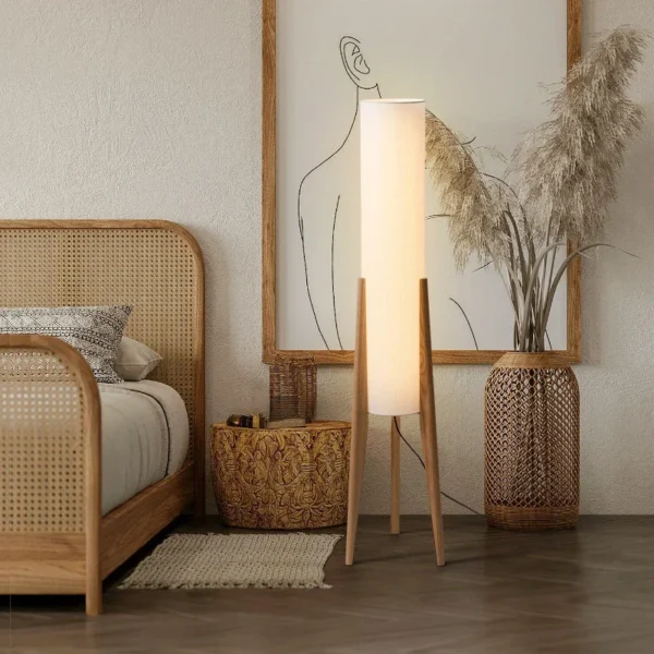 Japanese Wabi-Sabi Solid Wood Floor Lamp | Retro Standing Lamp E27 - Image 3