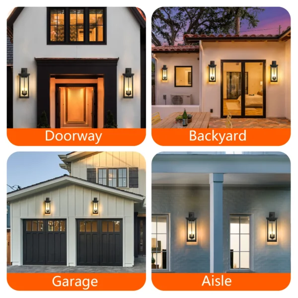 22" Outdoor Wall Lantern – Matte Black with Dusk-to-Dawn Sensor - Image 4