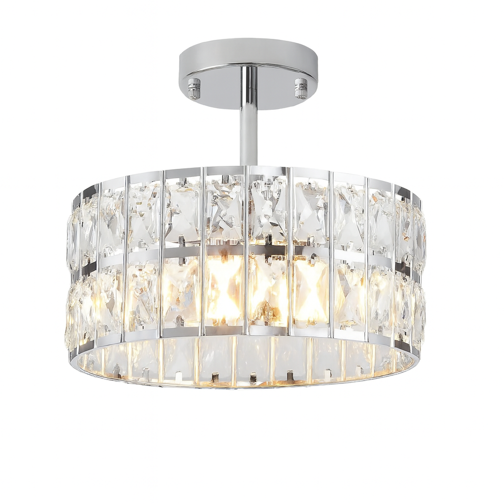 MSSIAN 4-Light Chrome Crystal Semi Flush Mount Ceiling Light