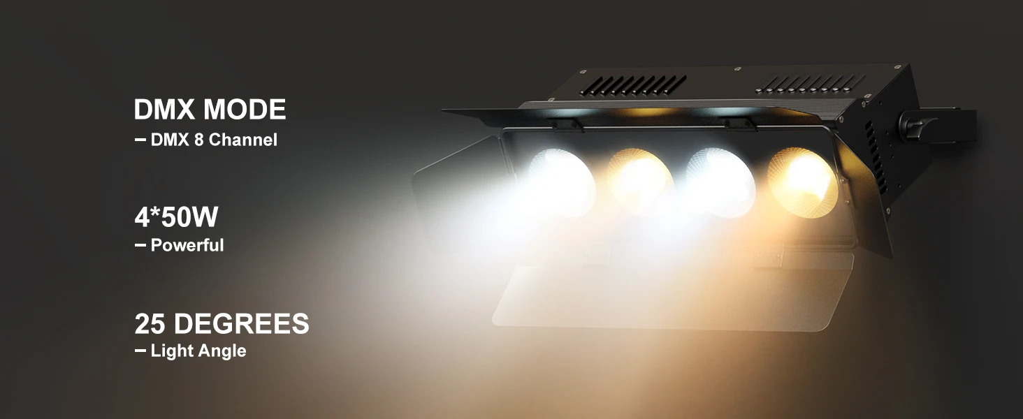 Fieryzeal 200W COB LED Stage Lights (2PCS) – Warm & Cool White DMX512 Spotlights - Image 10