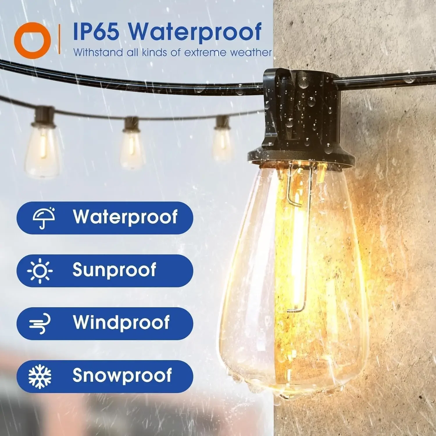 150FT Waterproof LED Patio String Lights with Replaceable Bulbs - Image 3