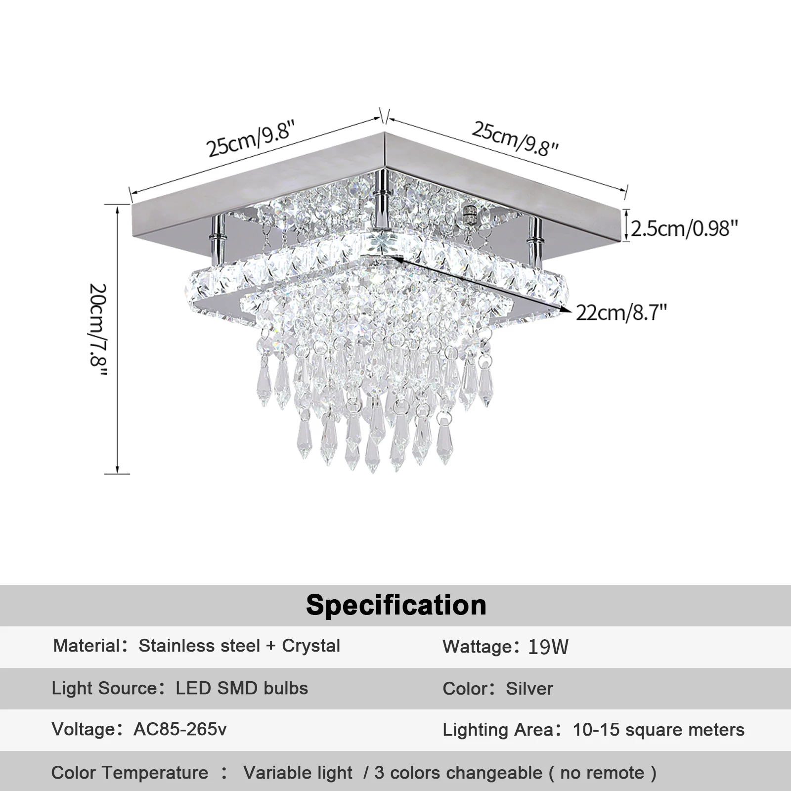 Modern Crystal LED Chandelier – Stainless Steel Ceiling Pendant Light for Dining & Living Room - Image 8