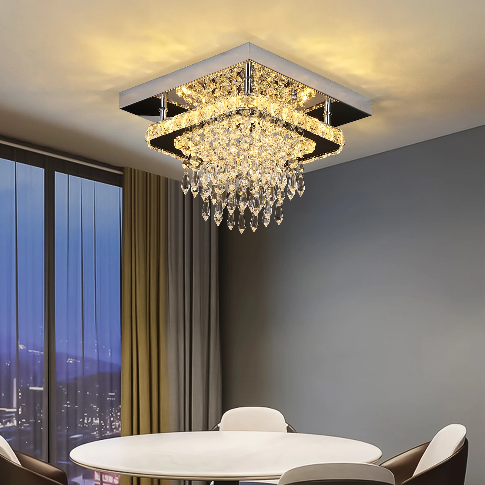 Modern Crystal LED Chandelier – Stainless Steel Ceiling Pendant Light for Dining & Living Room - Image 17