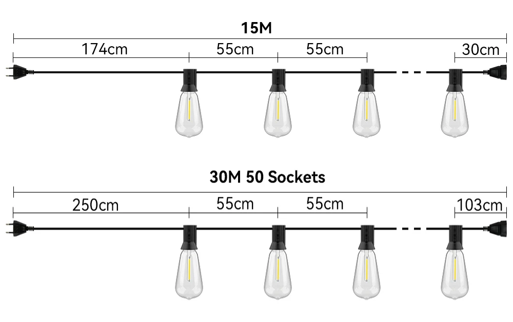 Outdoor ST38 LED String Light Set – Garden, Patio & Wedding Decoration - Image 6