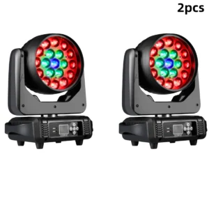 Professional 19×15W RGBW Zoom Moving Head – 2PCS DJ & Bar Lights