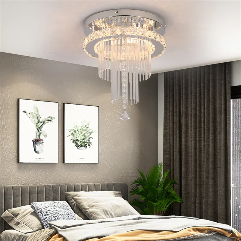 Modern Crystal LED Chandelier – Stainless Steel Ceiling Pendant Light for Dining & Living Room - Image 10