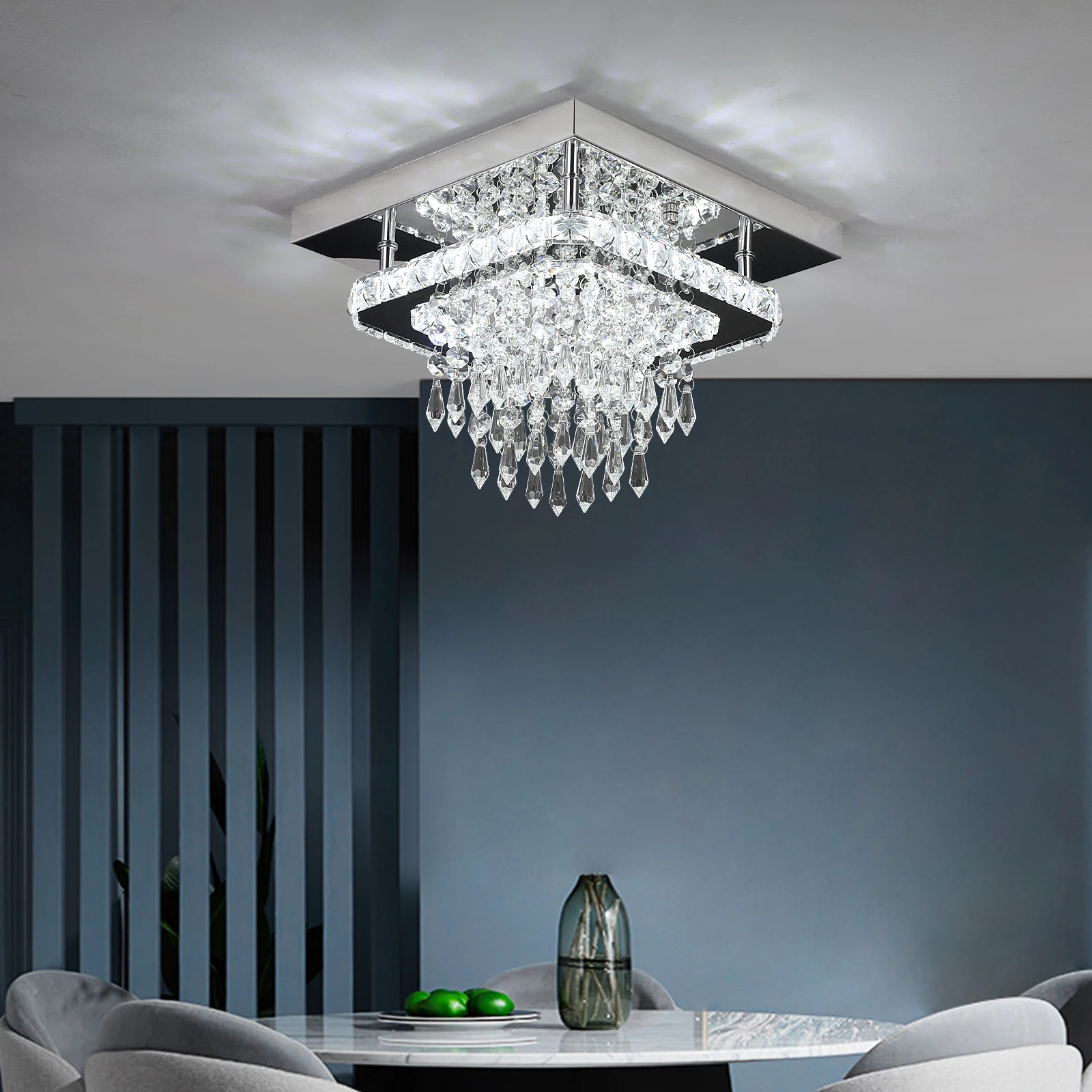 Modern Crystal LED Chandelier – Stainless Steel Ceiling Pendant Light for Dining & Living Room - Image 19