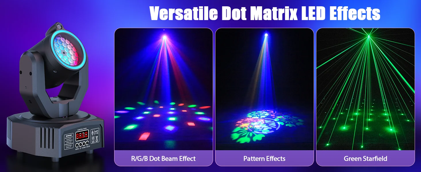 U'King Mini 30W RGB Moving Head Beam Light – DMX Sound Activated - Image 9