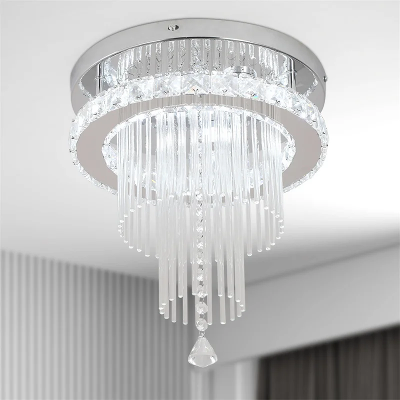 Modern Crystal LED Chandelier – Stainless Steel Ceiling Pendant Light for Dining & Living Room - Image 13