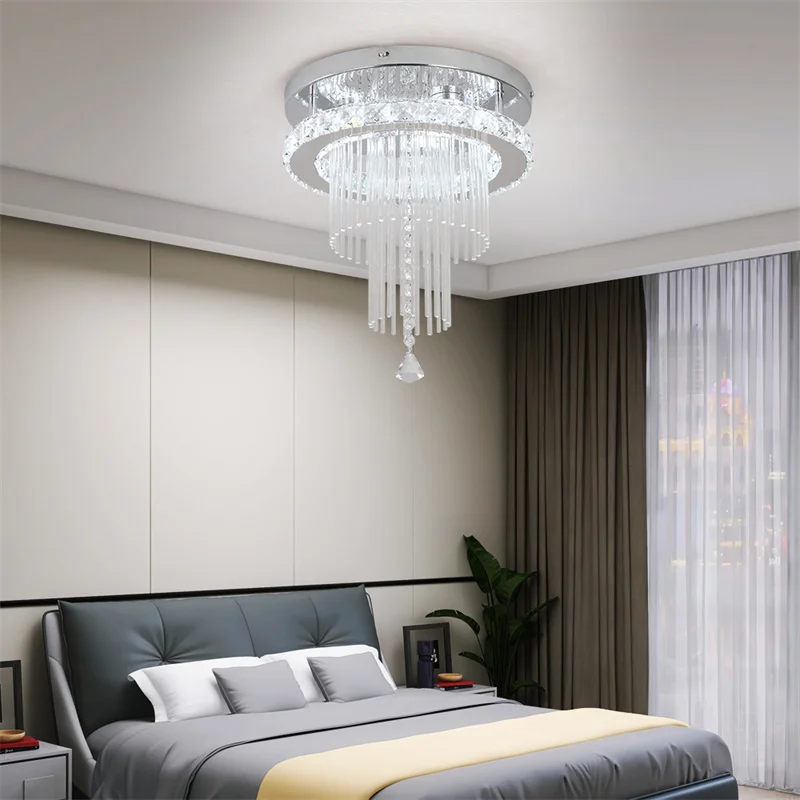 Modern Crystal LED Chandelier – Stainless Steel Ceiling Pendant Light for Dining & Living Room - Image 11