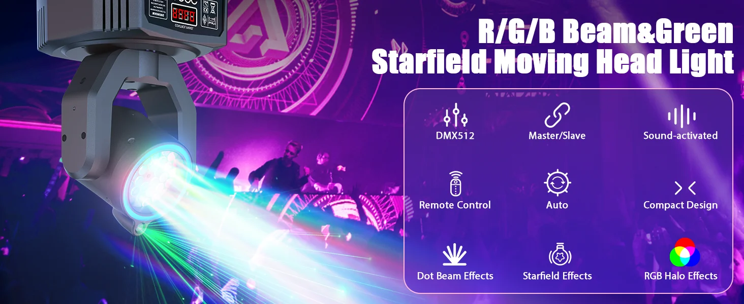 U'King Mini 30W RGB Moving Head Beam Light – DMX Sound Activated - Image 7