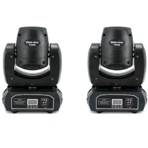 Mini 120W Moving Head Lights (2PCS) – Beam Spot with 8 Rotating Prisms