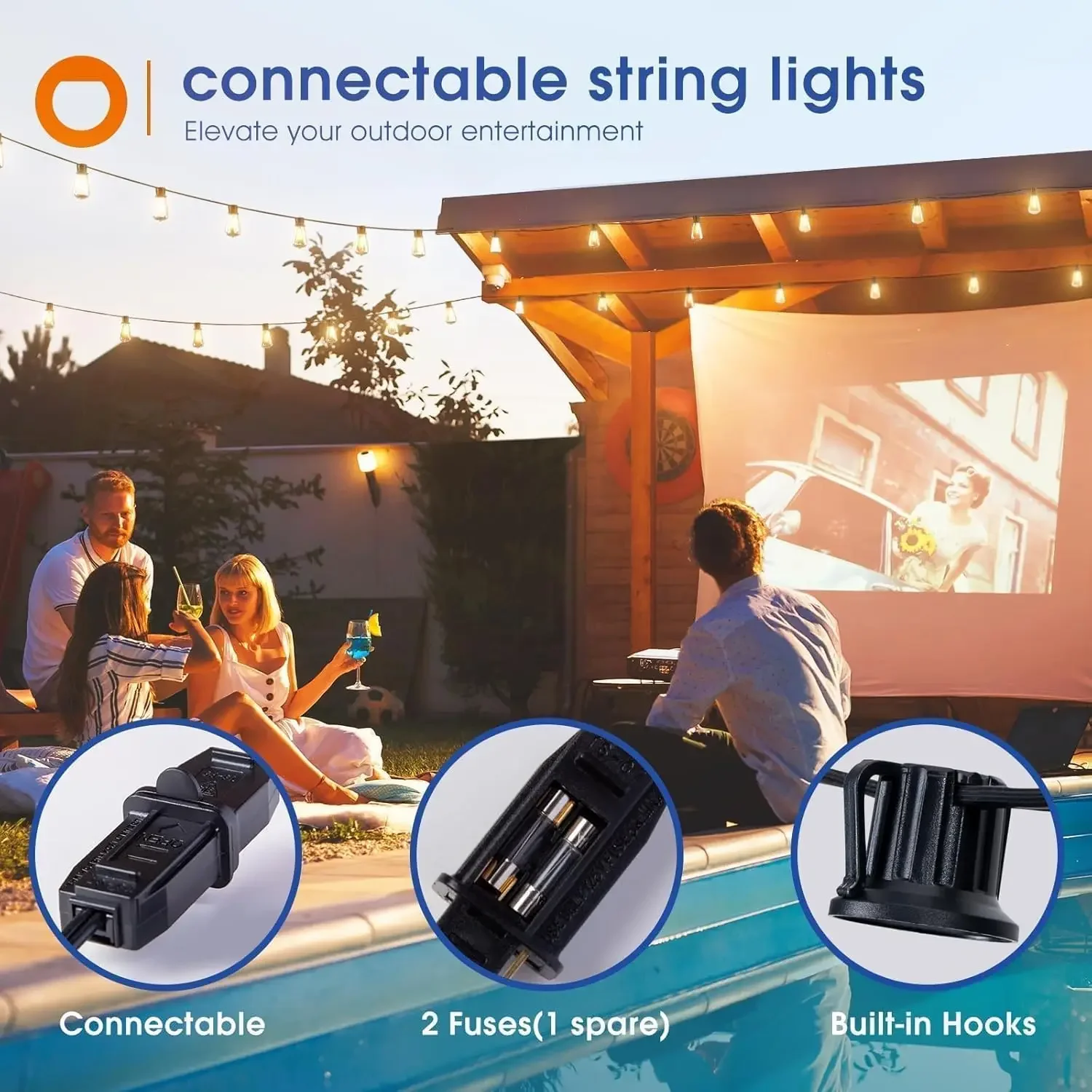 150FT Waterproof LED Patio String Lights with Replaceable Bulbs - Image 14