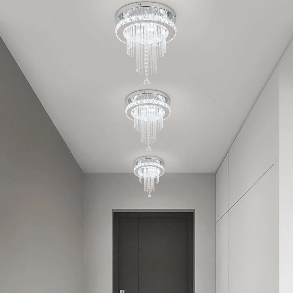 Modern Crystal LED Chandelier – Stainless Steel Ceiling Pendant Light for Dining & Living Room - Image 3