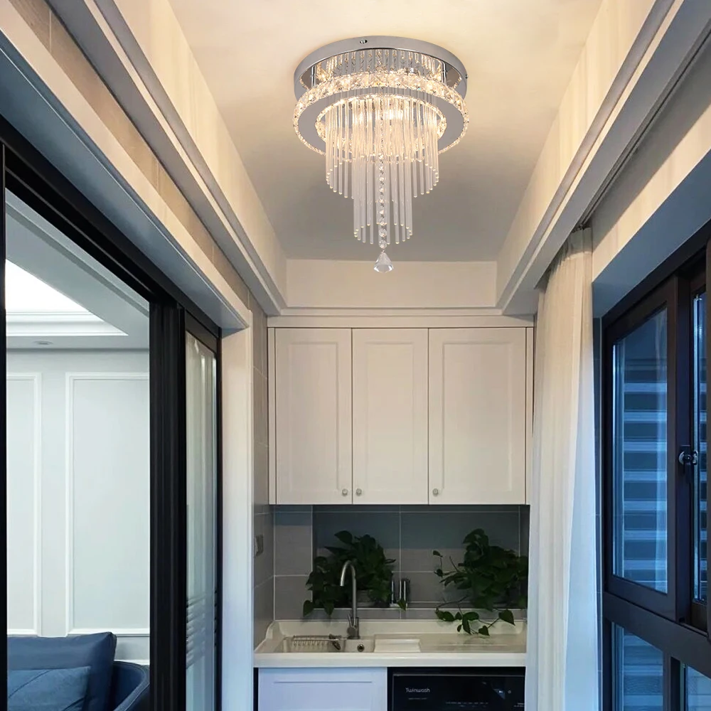 Modern Crystal LED Chandelier – Stainless Steel Ceiling Pendant Light for Dining & Living Room - Image 4