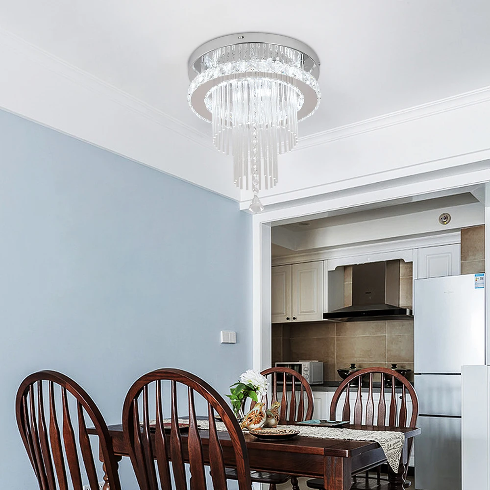 Modern Crystal LED Chandelier – Stainless Steel Ceiling Pendant Light for Dining & Living Room - Image 5