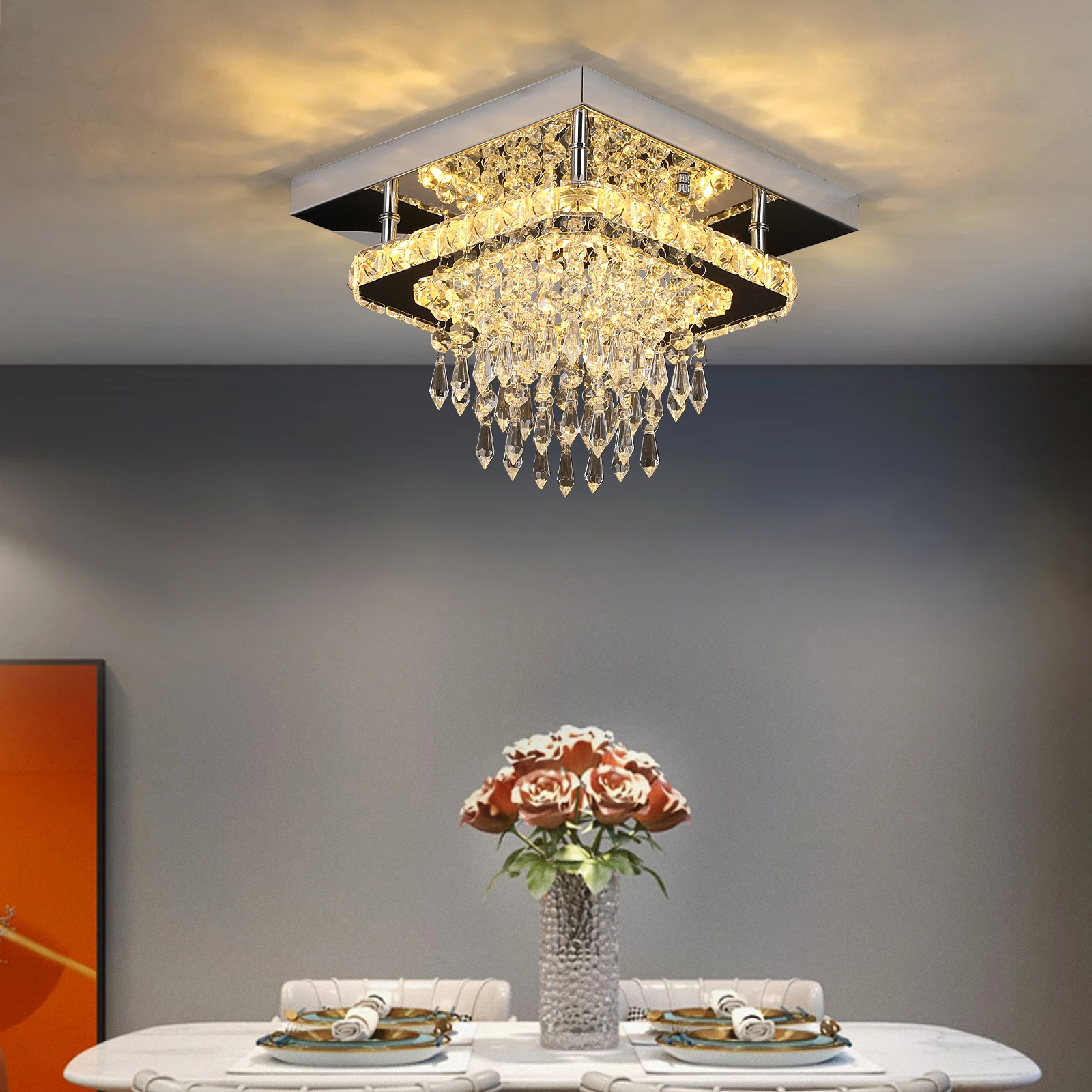 Modern Crystal LED Chandelier – Stainless Steel Ceiling Pendant Light for Dining & Living Room - Image 18