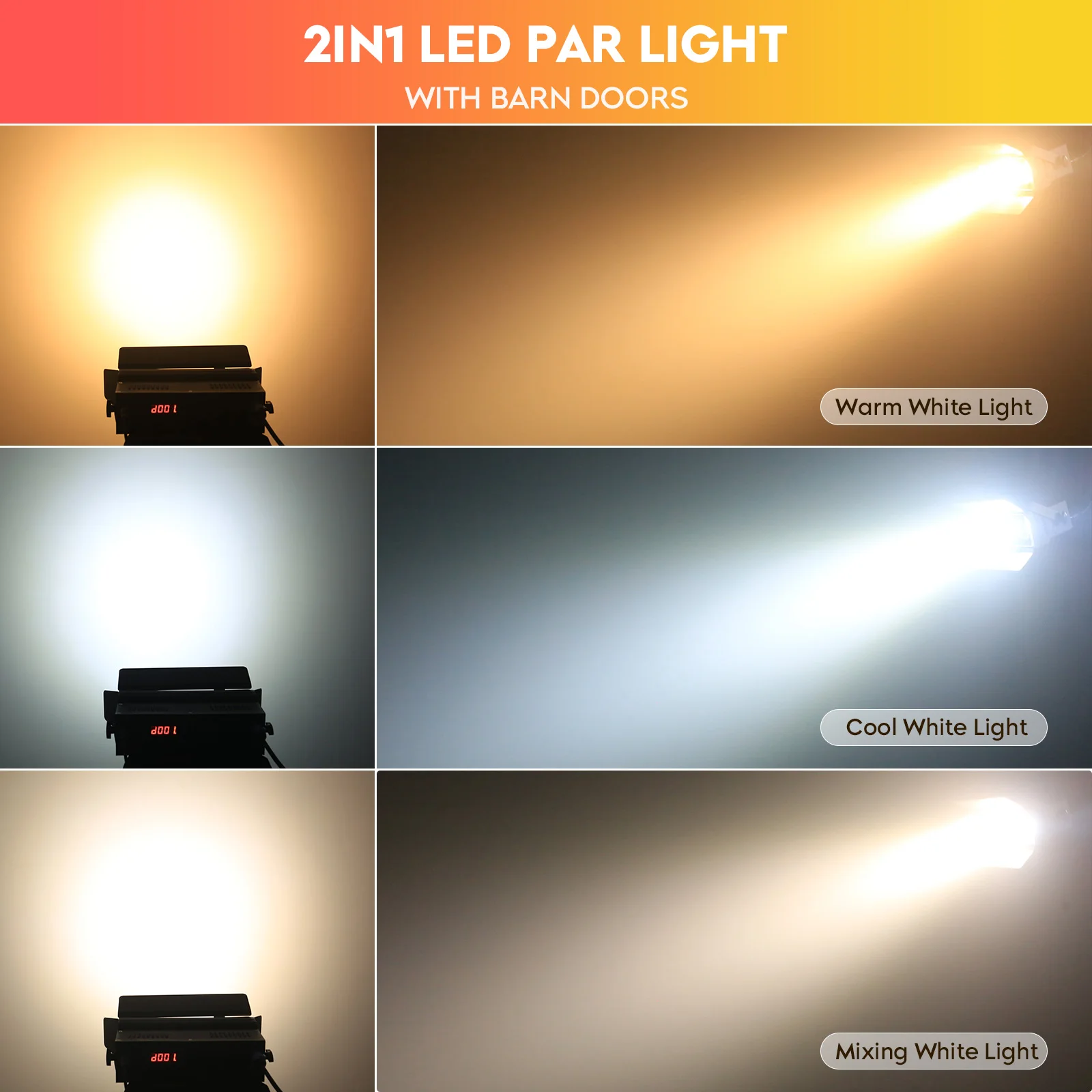 Fieryzeal 200W COB LED Stage Lights (2PCS) – Warm & Cool White DMX512 Spotlights - Image 3