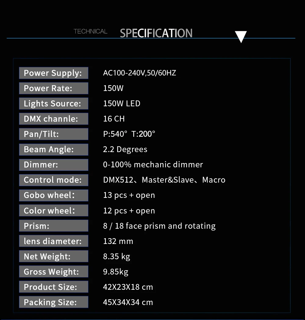 SHEHDS 150W LED Moving Head Beam – 2PCS Stage & Wedding Lights - Image 11