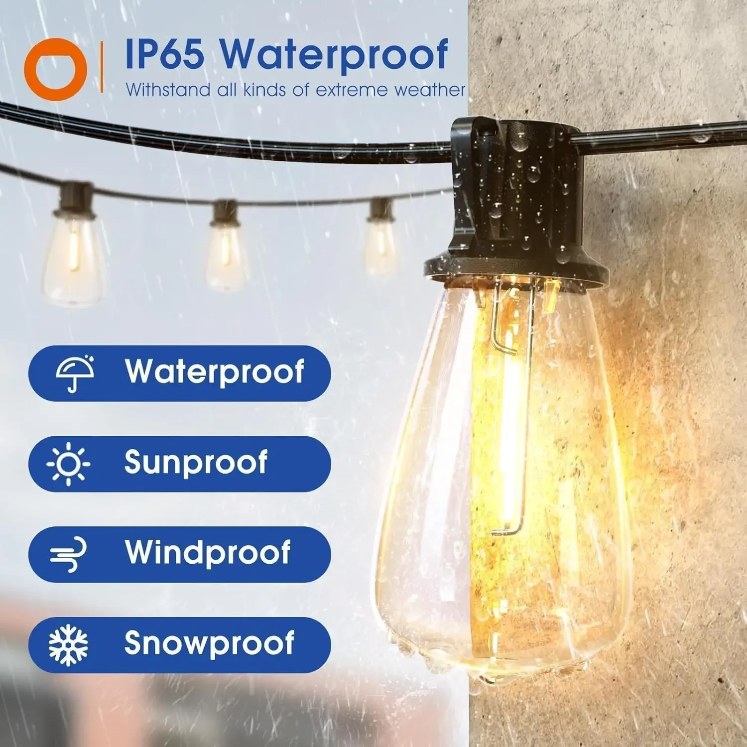 150FT Waterproof LED Patio String Lights with Replaceable Bulbs - Image 9