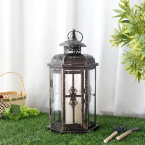 Vintage Nordic Hanging Lantern – Metal Iron Candle Holder for Rustic Home Decoration